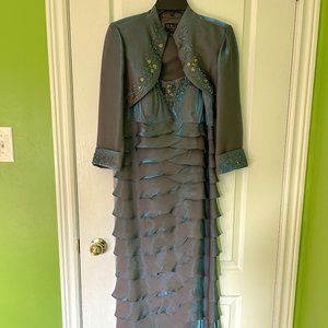 Women's  Turquoise/Litmus Color Long Dress